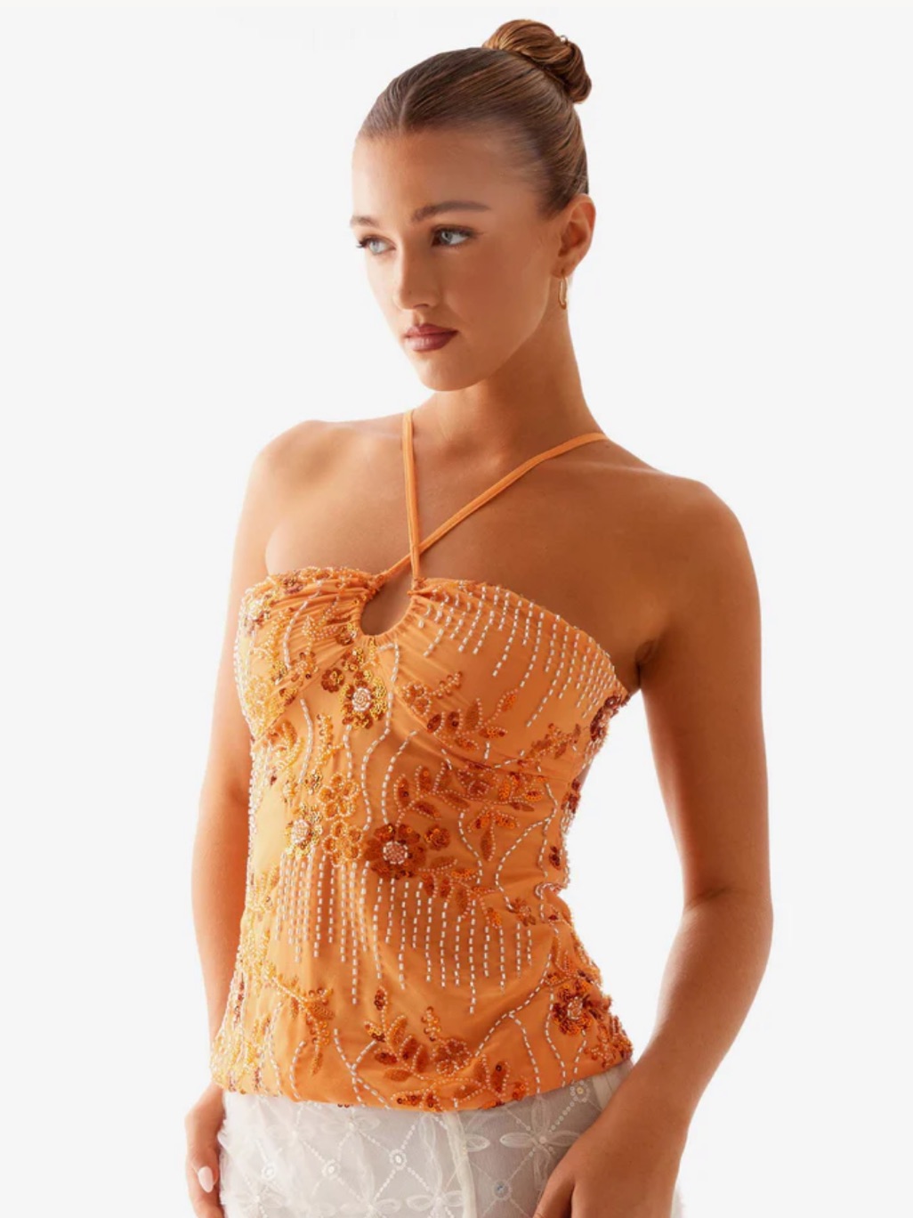 Brand New Peppermayo Catalina Sequin Top (Orange, 4)